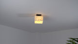 Alessia 1-Light Modern Contemporary Alabaster/Iron Cube LED Semi Flush Mount