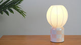 Valarie 10.25" Contemporary Modern Checkerboard Ceramic with Ribbed Cocoon Globe Shade LED Mini Table Lamp