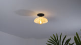 Amara 10" 1-Light Mid-Century Classic Alabaster/Iron LED Semi Flush Mount