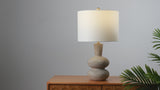 Matheo 24" Modern Minimalist Sculptural Oak-Grain Resin LED Table Lamp