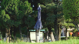 Dexter 8.5 ft. Classic Castle Scalloped Market Patio Umbrella with Auto-Tilt Crank Wind Vent and UV Protection