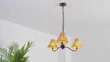 Grady Coastal Farmhouse Adjustable Swooping Arm Metal with Hand-Woven Rattan Shades LED Chandelier