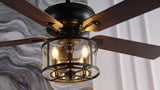 Braxton 52" Farmhouse Industrial Iron Drum Shade LED Ceiling Fan With Remote