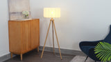Adriel 52" Mid-Century Modern Tripod Wood with Ribbed Cocoon Pumpkin Shade LED Floor Lamp