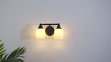 Lydia Iron/Frosted Glass Farmhouse Cottage LED Vanity Light
