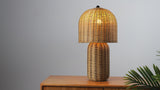 Minna 22.5" Modern Coastal Woven Rattan Arched LED Table Lamp