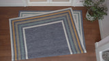 Pollux Classic Coastal Mitred Stripe Reversible Machine-Washable Indoor/Outdoor Area Rug