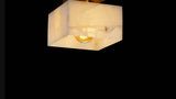 Alessia 1-Light Modern Contemporary Alabaster/Iron Cube LED Semi Flush Mount