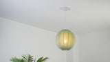 Sia 16" 1-Light Scandinavian Japandi Adjustable Lantern Metal with Ribbed Cocoon Globe Shade LED Pendant