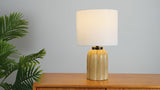 Royce 18.25" Rustic Farmhouse Fluted Scalloped Gourd Resin/Metal LED Table Lamp