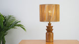 Anderson 22" Bohemian Coastal Tiered Totem Resin with Hand-Woven Paper Rope Drum Shade LED Table Lamp