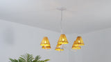 Grady Coastal Farmhouse Adjustable Swooping Arm Metal with Hand-Woven Rattan Shades LED Chandelier