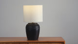 Hugo 16.75" Traditional Rustic Reeded Ceramic Vase LED Table Lamp, Set of 2