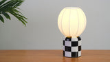 Valarie 10.25" Contemporary Modern Checkerboard Ceramic with Ribbed Cocoon Globe Shade LED Mini Table Lamp
