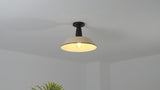 Camila 14"  Classic Industrial Indoor/Outdoor Iron LED Semi Flush Mount