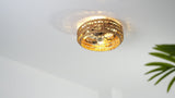 Archer 20.25" 4-Light Coastal Bohemian 6-Speed Metal/Seagrass Mobile-App/Remote-Controlled Lantern LED Ceiling Fan