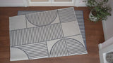 Arielle Mid-Century Modern Geometric Lines Reversible Machine-Washable Indoor/Outdoor Area Rug