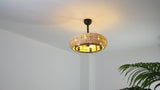 Cassidy 23" 6-Light Modern Bohemian 6-Speed Metal/Rattan Mobile-App/Remote-Controlled Height-Adjustable Lantern LED Ceiling Fan