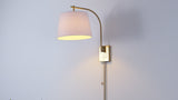 Gosling 22.5" Mid-Century Modern Plug-In or Hardwired Iron LED Gooseneck Swing Arm Wall Sconce with Pull-Chain and USB Charging Port