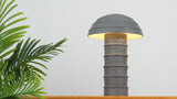 Cremini 17.5" Modern Minimalist Plaster-Look Ribbed Mushroom Resin Cylinder LED Table Lamp