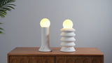 Soren 13" Modern Scandinavian Ceramic/Glass Geometric Integrated LED Table Lamp, Set of 2
