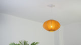 Kira 18.38" 1-Light Scandinavian Japandi Adjustable Lantern Metal with Ribbed Cocoon UFO Saucer Shade LED Pendant