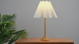 Abel 25.5" Modern Coastal Pleated Shade Faux Wood Column LED Table Lamp