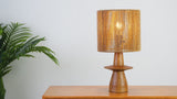 Rickie 19" Bohemian Coastal Sculptural Resin with Hand-Woven Paper Rope Drum Shade LED Table Lamp