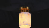 Jules 5.13" 1-Light Modern Contemporary Alabaster/Iron Cylinder LED Semi Flush Mount