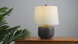 Qualm 20" Coastal Farmhouse Textured Resin/Metal Rounded Barrel LED Table Lamp