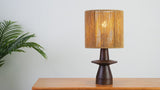 Rickie 19" Bohemian Coastal Sculptural Resin with Hand-Woven Paper Rope Drum Shade LED Table Lamp
