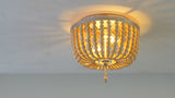 Allison 15" Wood Beaded/Metal LED Flush Mount