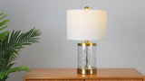 Alexander 21" Modern Designer Iron/Water Glass LED Table Lamp with USB Charging Port Set 2