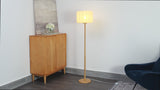 Maryna 59.5 in. Minimalist Modern Teahouse Wood with Ribbed Cocoon Pumpkin Shade LED Floor Lamp