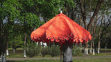 Tracy 9 ft. Classic MidCentury Scalloped Fringe Market Patio Umbrella