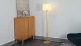 Maryna 59.5 in. Minimalist Modern Teahouse Wood with Ribbed Cocoon Pumpkin Shade LED Floor Lamp