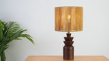 Anderson 22" Bohemian Coastal Tiered Totem Resin with Hand-Woven Paper Rope Drum Shade LED Table Lamp