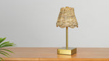 Willow 11 in. Coastal Bohemian Metal and Water Hyacinth Tapered Cordless Rechargeable Integrated Dimmable LED Table Lamp with Touch Sensor