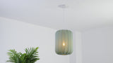 Aurelia 13.75" 1-Light Scandinavian Japandi Adjustable Lantern Metal with Ribbed Cocoon Capsule Shade LED Pendant