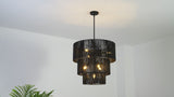 Orson 24 in. 7-Light Coastal Bohemian Metal and Woven Paper Rope 3-Tier LED Chandelier