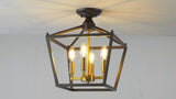 Plains Mini Lantern 12" Iron Modern Farmhouse LED Flush Mount
