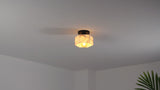 Tessa 8" 1-Light Modern Contemporary Alabaster/Iron Hexagonal LED Semi Flush Mount