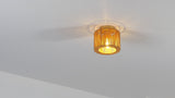 Omar 8 in. 1-Light Modern Bohemian Metal and Cross Woven Paper Rope Drum LED Flush Mount