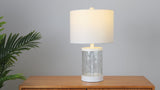 Alexander 21" Modern Designer Iron/Water Glass LED Table Lamp with USB Charging Port Set 2