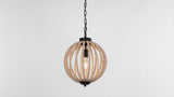 Abril 12.5"  Rustic Bohemian Iron/Wood Bead LED Pendant
