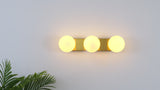 Knox 23.3 in. 3-Light Mid-Century Modern Metal and Frosted Glass Globe LED Vanity Light