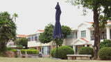 Terrace Arc 9 ft. Classic MidCentury Scalloped Fringe Market Patio Half Umbrella with CrankTilt Button and UV Protection
