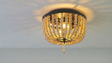 Allison 15" Wood Beaded/Metal LED Flush Mount