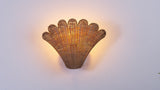 Elodie 11.5" Vintage Coastal 1-Light Rattan Scallop Shell LED Wall Sconce Set 2