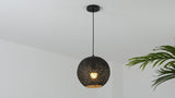 Lacey Bohemian Minimalist Iron/Rope Woven Globe LED Pendant